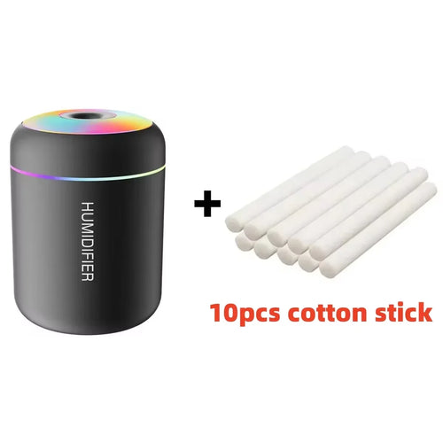Mini Humidificador NEGRO LED USB 7 Colores | Silencioso y Portátil